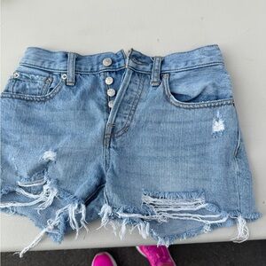 We The Free Light Blue Distressed Jean Shorts